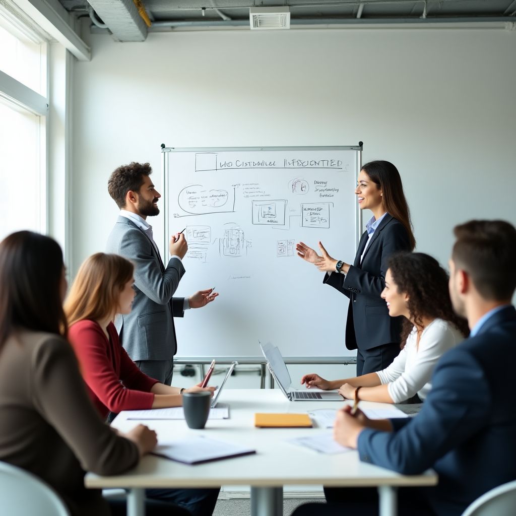 Team meeting discussing mission